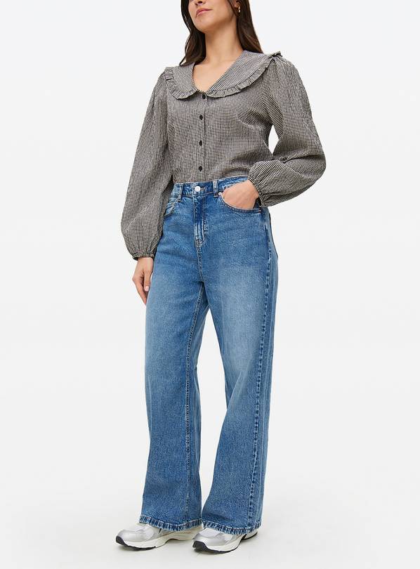 Mid Blue High Rise Wide Leg Denim Jeans 16R